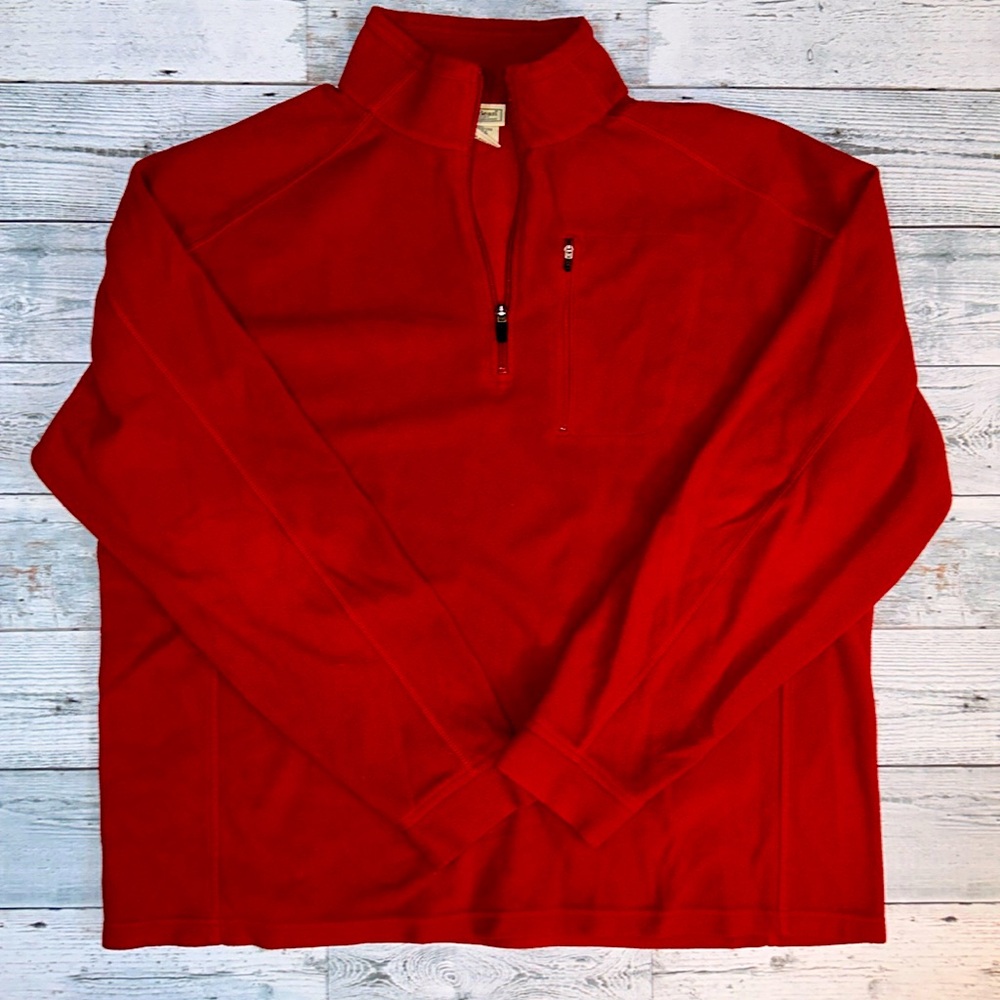 L.L.Bean men’s red fleece 1/4 zip sweater- size XL